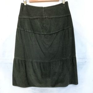 Benetton Olive Green Corduroy Midi Skirt